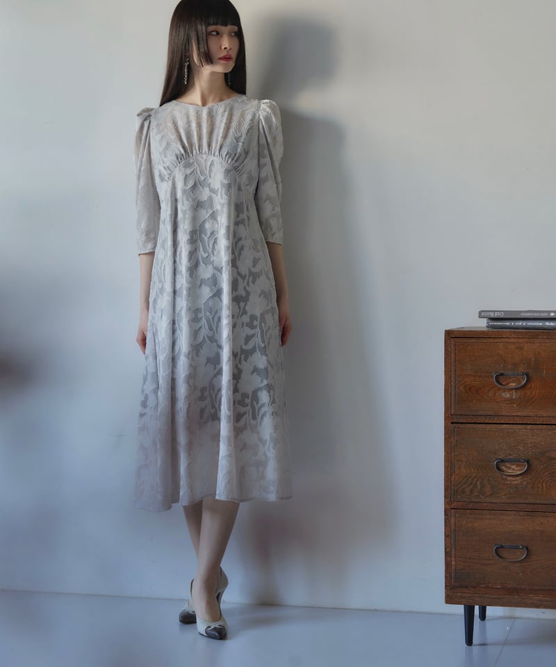 Lauren chiffon one piece ワンピース Chiffon jacquard onepiece | MAHOROOGINO