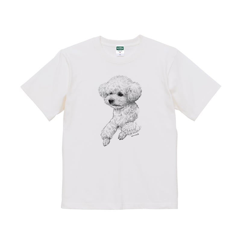 ヴィンテージライクな犬の肖像画Tシャツ（トイプードル） | Ann,Kuroda（アンクロダ）