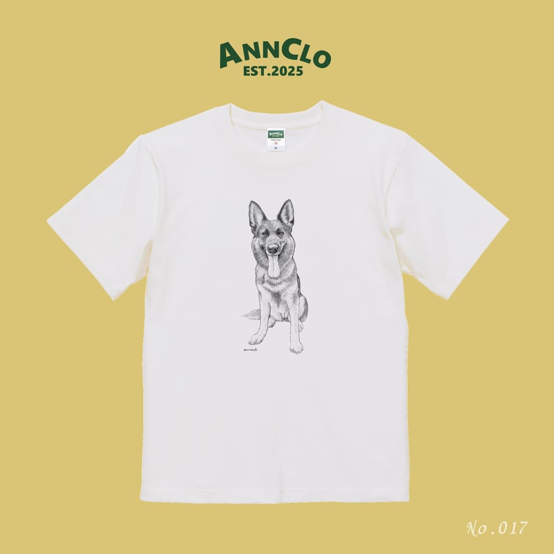 ヴィンテージライクな犬の肖像画Tシャツ（ジャーマンシェパードドッグ） | Ann,Kuroda...