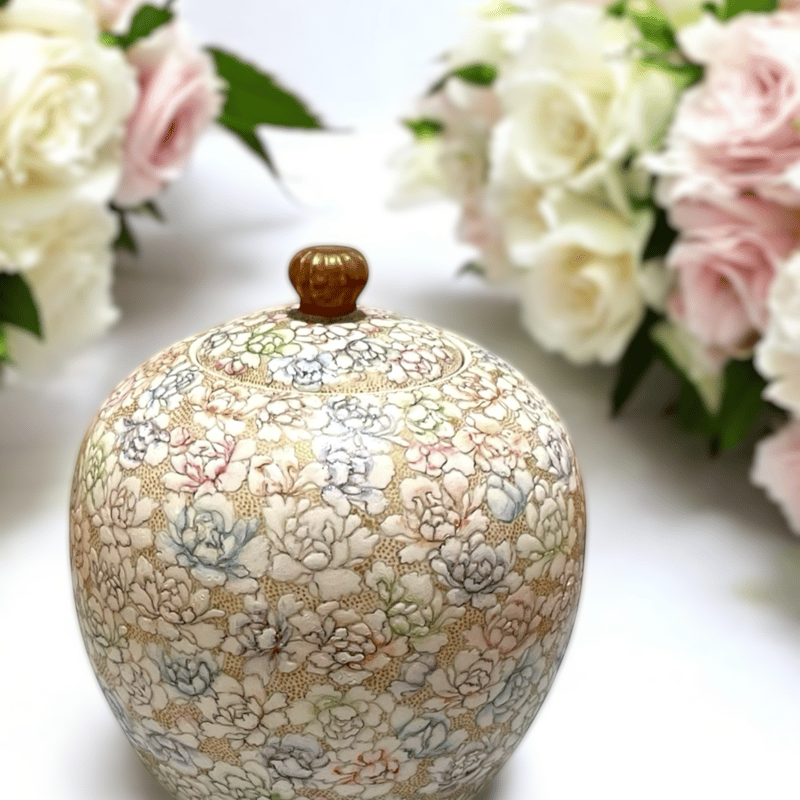 薩摩焼 京薩摩 巧山作 花尽し茶入 | ギャラリー兼井