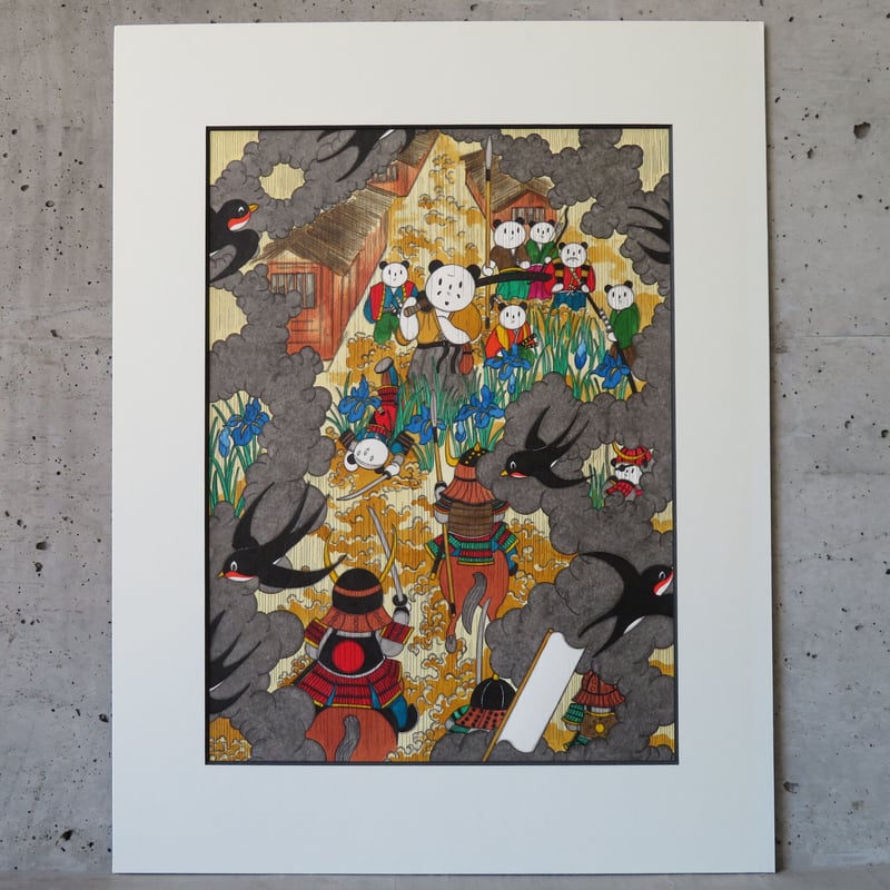 大事な/アクリル画 パンダ絵師 あごぱん 「七人の侍」 アクリル画 額入り | ギャラリー兼井