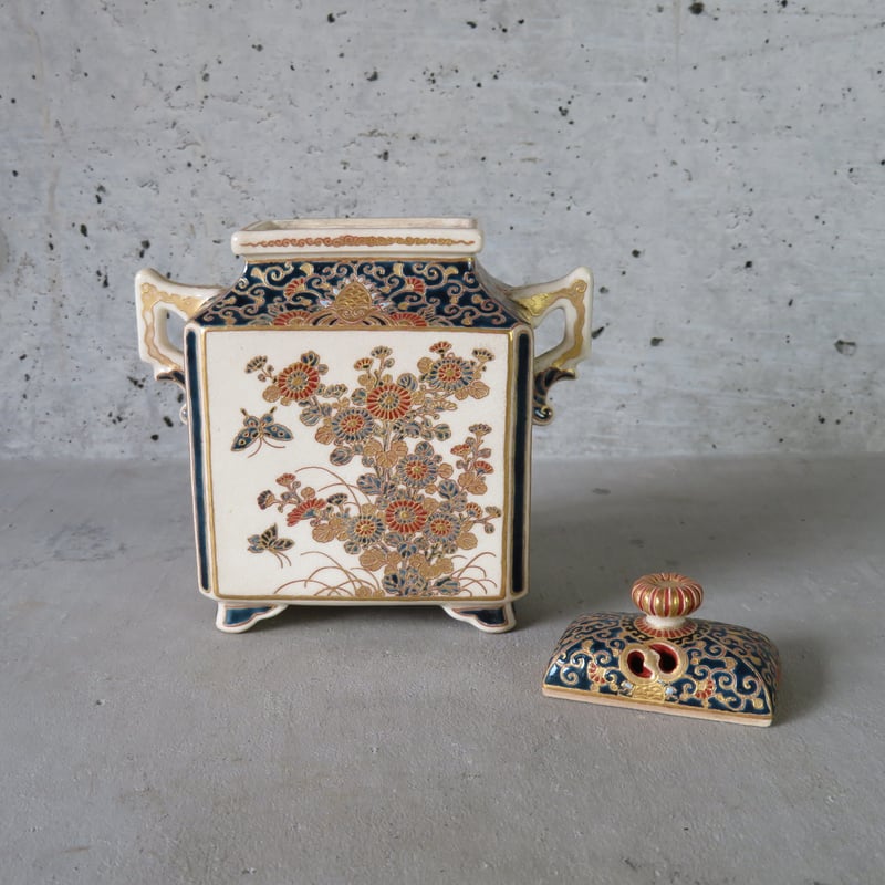 薩摩瑠璃釉金襴手花鳥図香炉 里帰り品（ロンドン） | ギャラリー兼井 