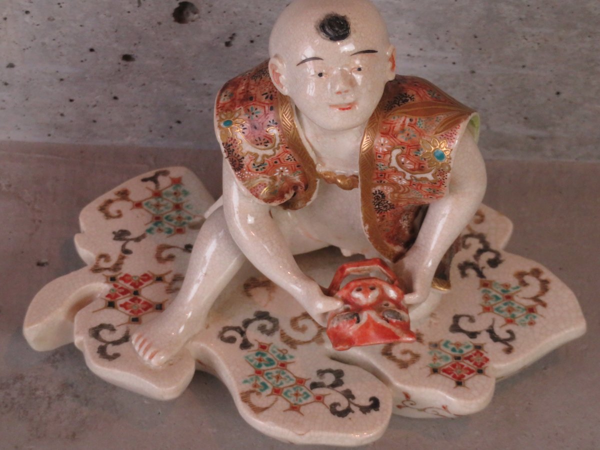 金襴手唐子図茶碗 京焼