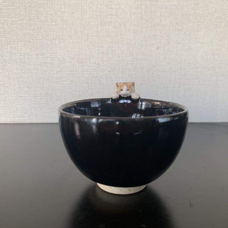 白亜器 猫徳利 茶白(大) ・ 猫口[にょこ] 茶白 セット