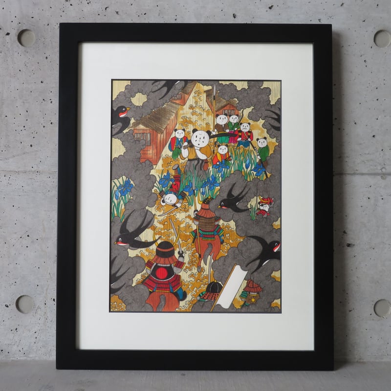 パンダ絵師 あごぱん 「七人の侍」 アクリル画 額入り | ギャラリー兼井