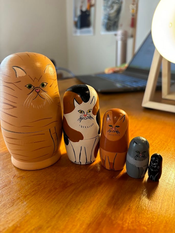 猫とマトリョーシカ　ロシア雑貨　手描き original