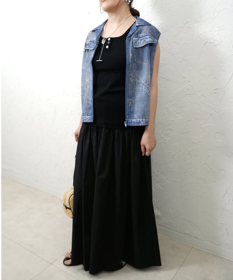 Denim chiffon vest