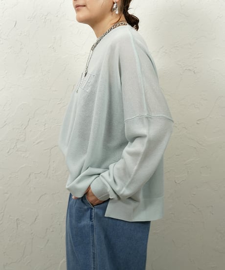 Linen blend sheer logo knit