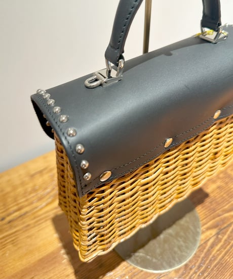 MIRO studs split rattan×leather bag【ラスト1点】
