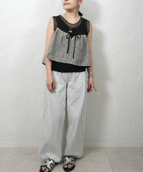 mesh tweed gathered cami【ラスト2点】
