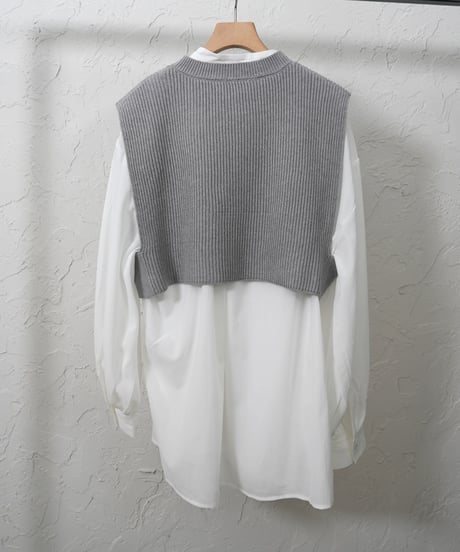 Knit vest×shirt