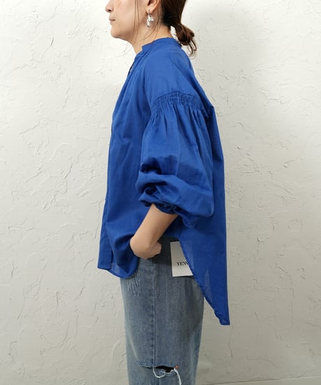 Cotton linen gather sleeve shirt【ラスト1点】