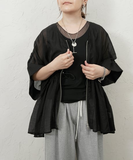 ZIP sheer flare cardigan