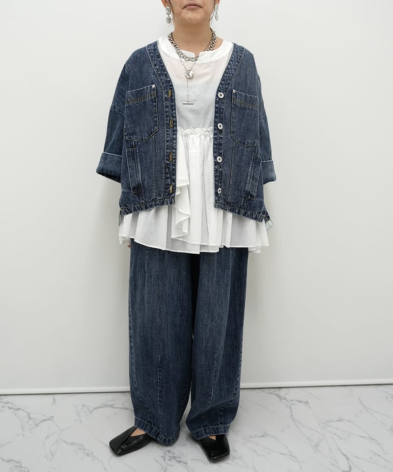 【ちょん】ayaneリネン混デニムジャケット ayane】 ご予約 麻混デニムジャケット | select shop Liren