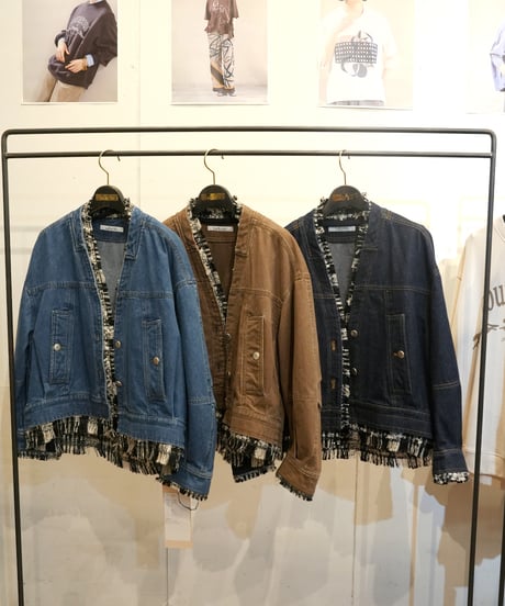 【Lallia Mu】　ご予約  ツイードドッキングデニムジャケット