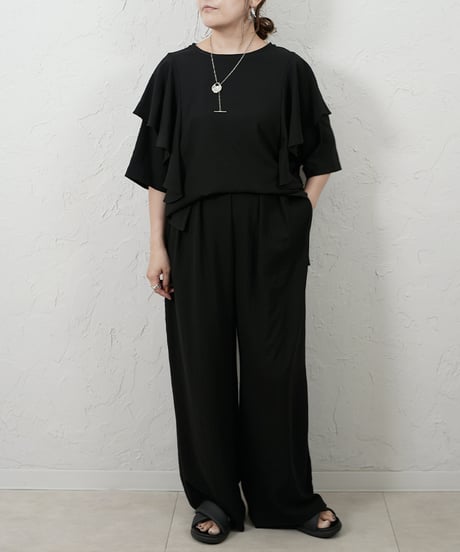 Stretch　georgette　frill　blouse【beigeラスト1点】