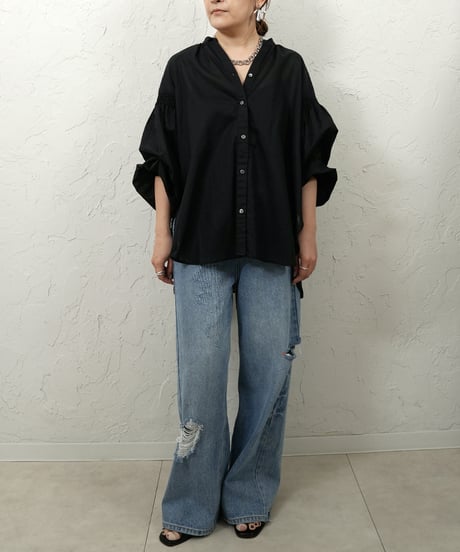 Cotton linen gather sleeve shirt【ラスト1点】
