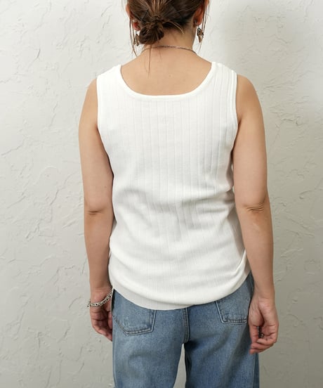 Henry neck rib knit tank