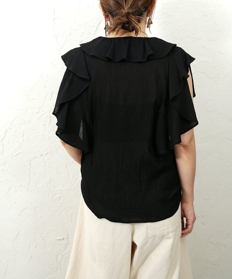Cotton yoryu frill blouse【ラスト2点】