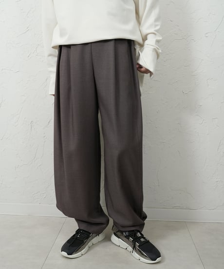 Rene ルネ　前スリット　イージーパンツ　リラックス　サイズ36 黒　ゴム RATS - LINEN EASY PANTS - BLACK / リネン イージーパンツ / 25