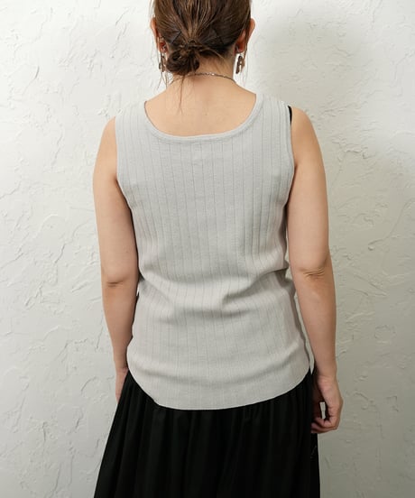Henry neck rib knit tank