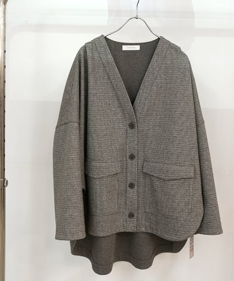 【PASSIONE】　ご予約   WOOLLET　チェックVネックカーディガン