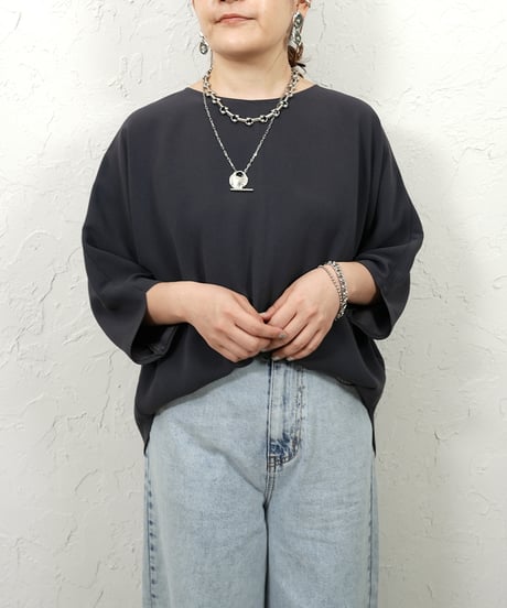 Georgette　poncho　blouse【Charcoalラスト1点】
