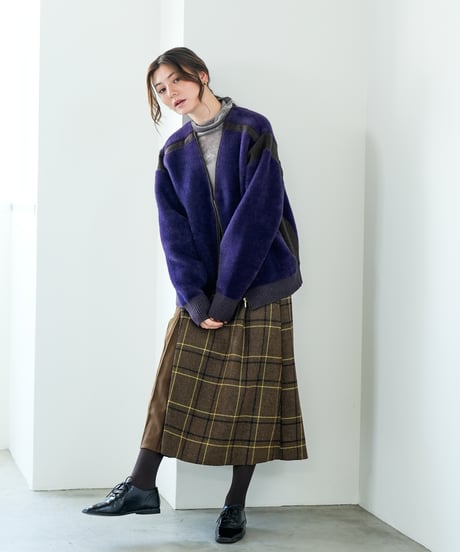 【Lallia Mu】　ご予約  バイカラーシャギーニットブルゾン