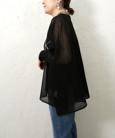 Logo sheer dolman knit 【Whiteラスト2点】