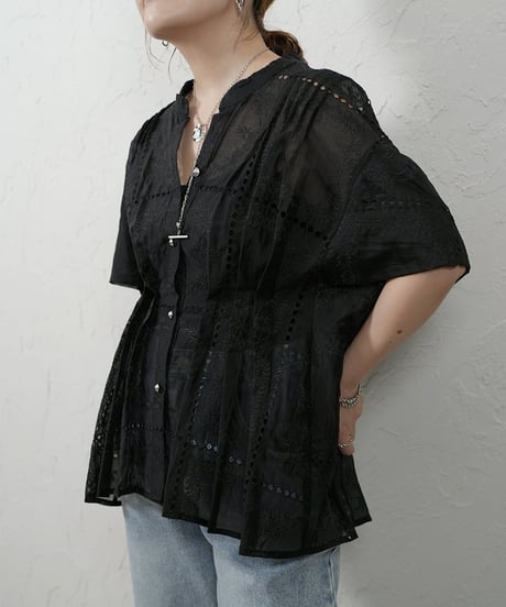 Tuck waist race blouse