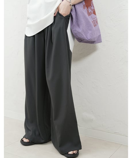 Stretch　georgette relaxpants【beigeラスト1点】