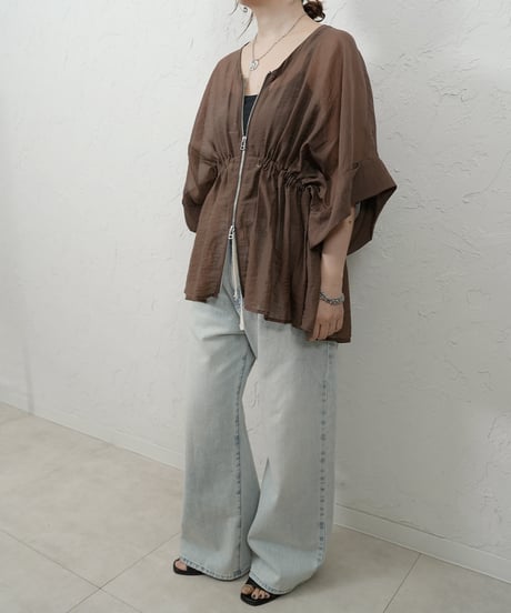 ZIP sheer flare cardigan