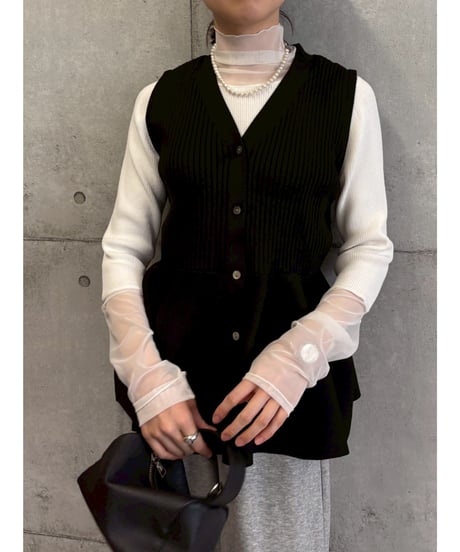 【ROSIEE】　ご予約  Liren別注カラー　シアーチュールドッキングKnit