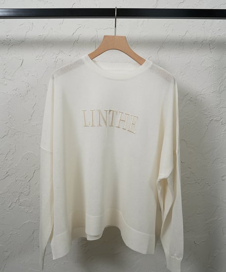 Linen blend sheer logo knit