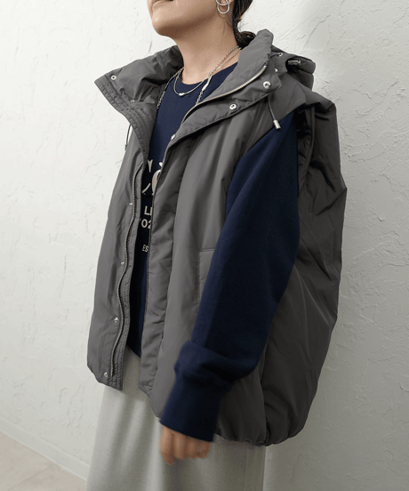 2way hoodie  down vest