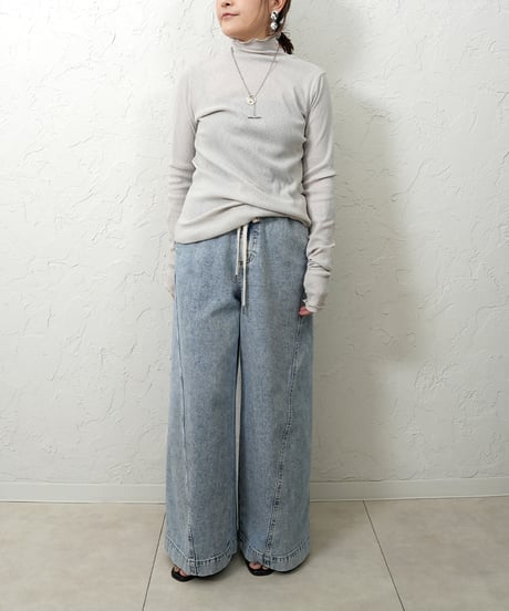 Curve switching drawst  waist   denim pants 【ラスト1点】