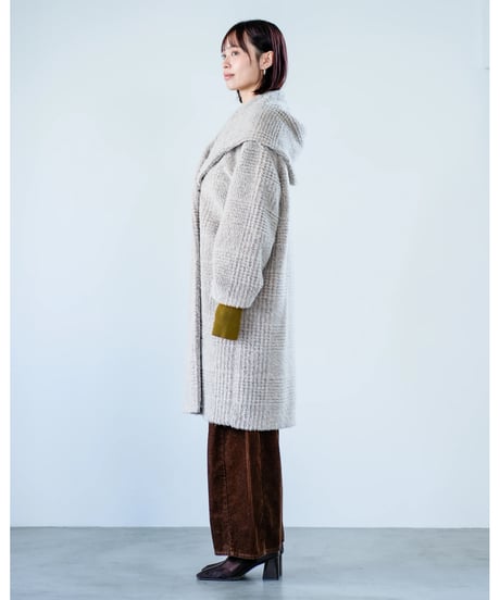 【Lallia Mu】　ご予約  ビッグカラーチェックコート