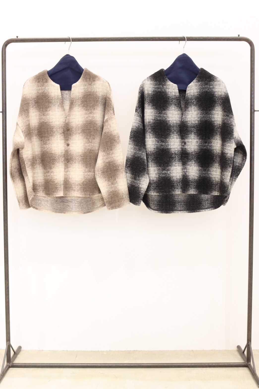 LE MÉLANGE 美品✨スライバーカーディガン LE MELANGE】 ご予約 オンブレチェックスライバーカーディガン
