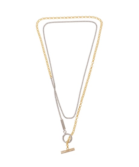 Mix chain heart mantel necklace