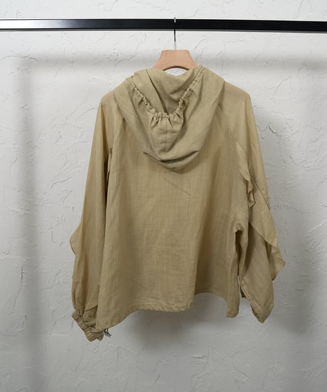 Linen blend frill foodie blouson
