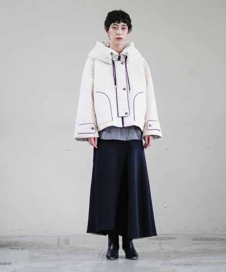 【Lallia Mu】　ご予約  エンボスキルティングジャケットコート