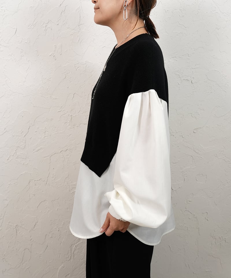 CHIGNON×Liren別注】ご予約 Shirt docking knit pullov