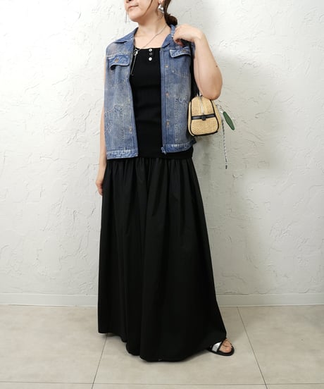 Denim chiffon vest