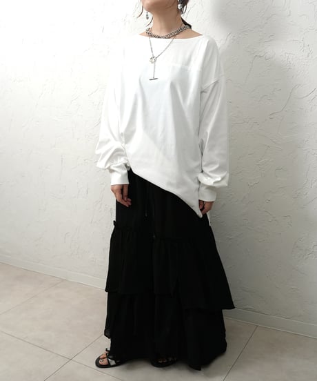 Boat neck　long tee