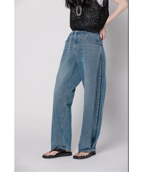 【YENN】再販ご予約  SIDE PLEATED DENIM PT