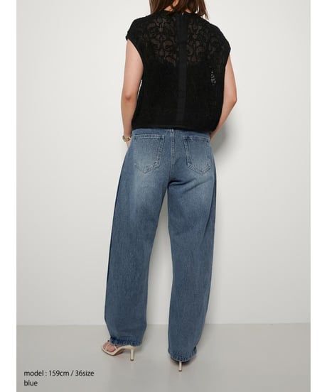 【YENN】再販ご予約  SIDE PLEATED DENIM PT