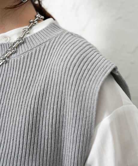 Knit vest×shirt