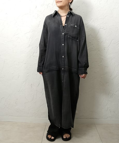 Sheer denim one-piece【blackラスト1点】