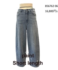 【ayene】　ご予約  ペイント加工バレルレッグデニムパンツ【ショート丈】