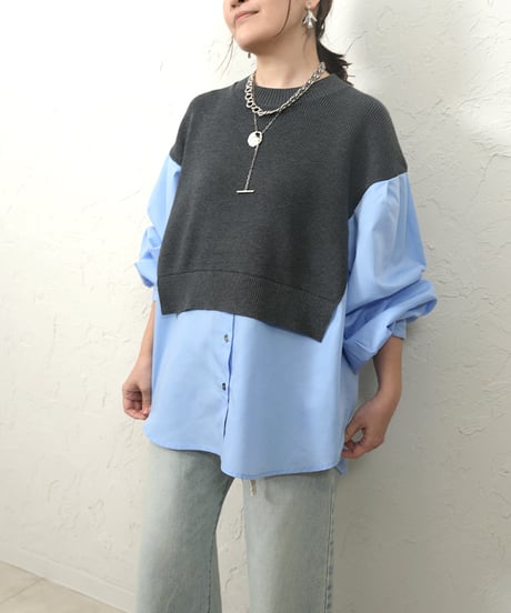 CHIGNON×Liren別注 ドッキングレイヤードニット シャツ ブラウス